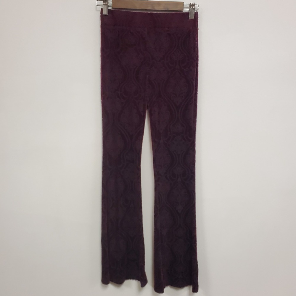 Forever 21 Womens Flare Leg Velvet Burnout Fairy‎ Grunge Pants Size S Red Gothic